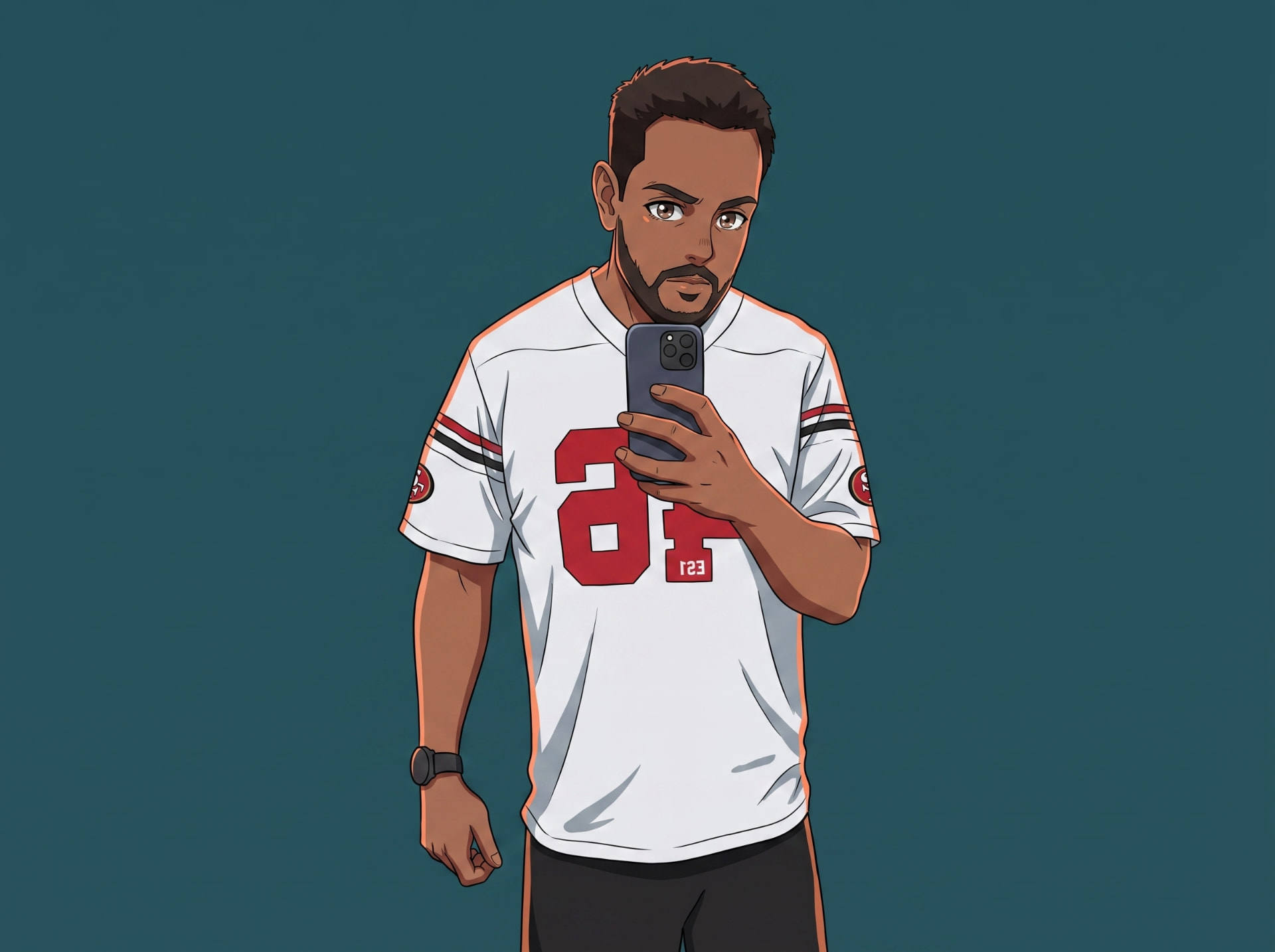 Retrato em estilo anime com cel shading e luz de contorno quente
