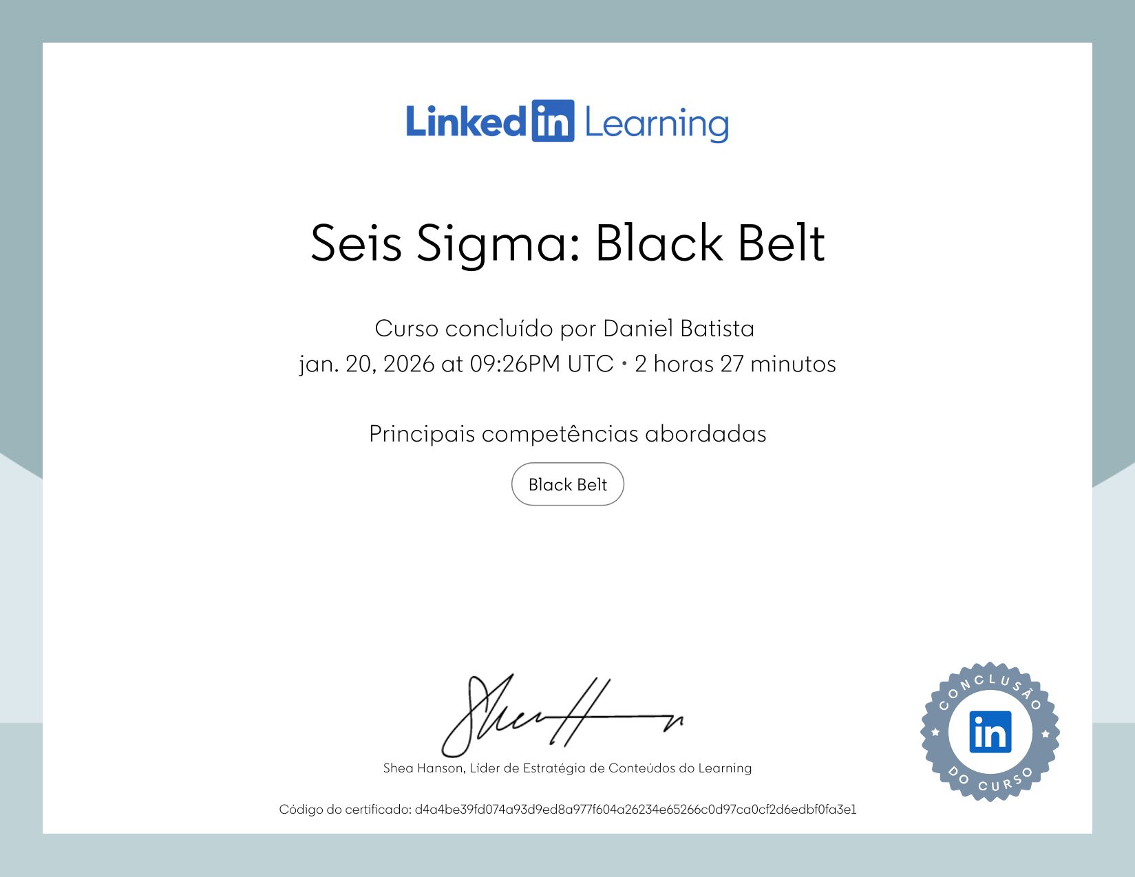 Certificate of Completion