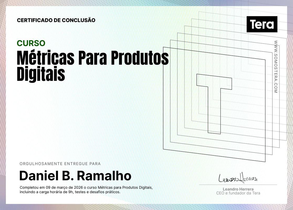 Tera • Certificado de Daniel Batista Ramalho